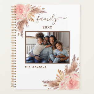 Agenda Foto da família pampas relva rosa branco floral 2