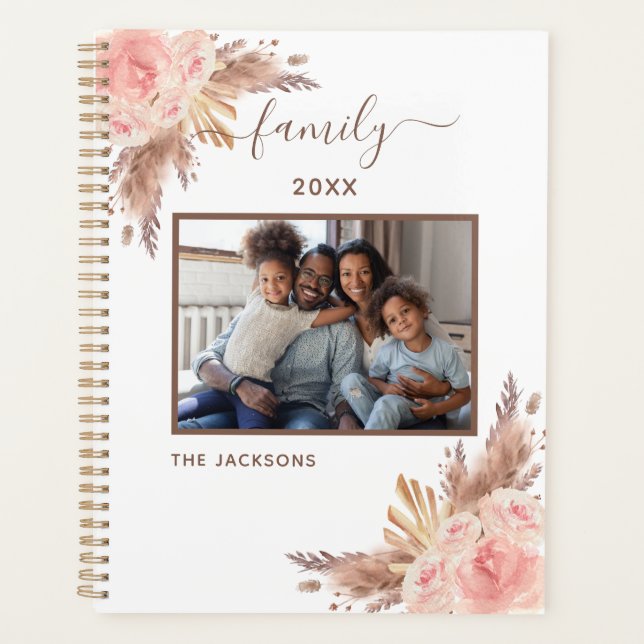Agenda Foto da família pampas relva rosa branco floral 20 (Frente)