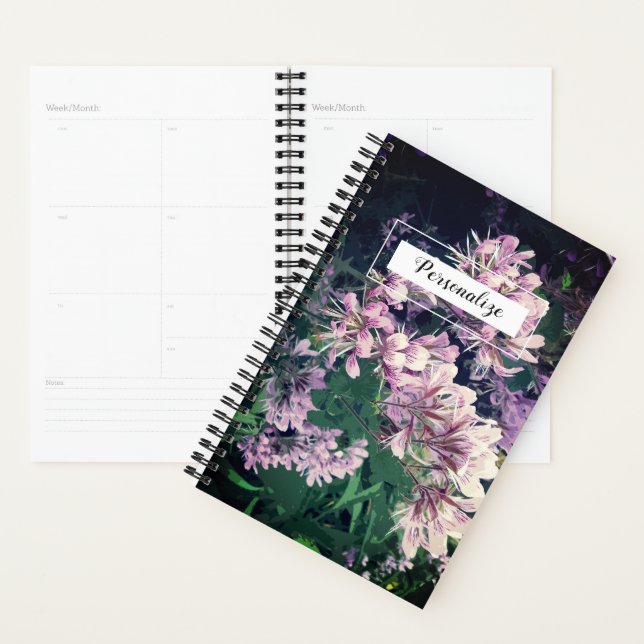 Agenda Foto de casamento floral rosa bonito personalizada (Exibição)