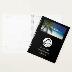 Agenda Foto de Monograma de Silhueta de Golfinho Preto