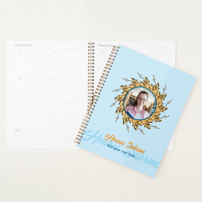 Agenda Foto Moderna de Mandala Floral em Laranja com Efei (Exibição)