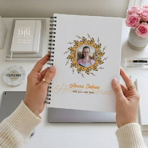 Agenda Foto Moderna de Mandala Floral em Laranja com Efei