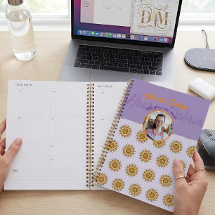 Agenda Foto Moderna de Mandala Floral em Laranja com Efei