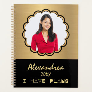 Agenda Foto Moderna Dourada Personalização Elegante Pre