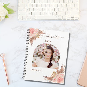 Agenda Foto Pampas rosa ouro floral 2023