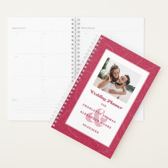 Agenda Foto personalizada Casamentos vermelhos magenta mo (Exibição)
