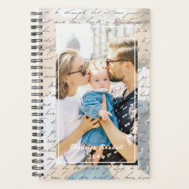 Agenda Foto Personalizada da Família de Script Manuscrito