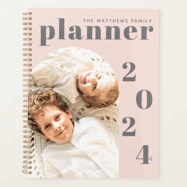 Agenda Foto Personalizada da Família Elegante Moderna Blu (Frente)