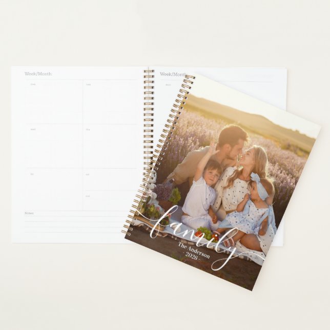 Agenda Foto Personalizada da Família – Sobrenome Personal (Exibição)