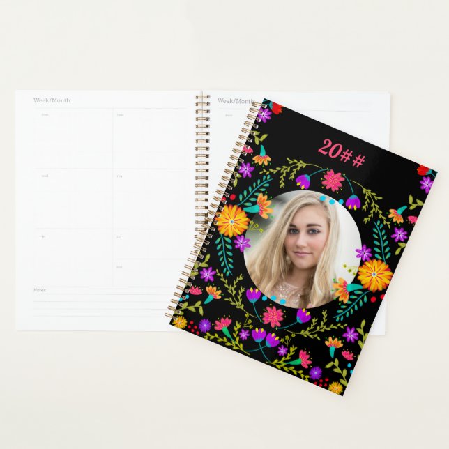 Agenda Foto personalizada de Preto Flores do Fiesta Mexic (Exibição)