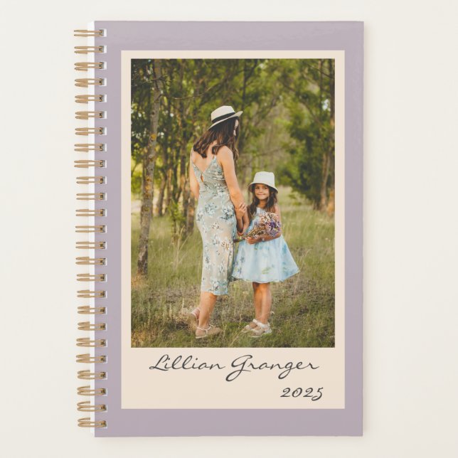 Agenda Foto personalizada lilac personalizada simples com (Frente)