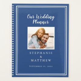 Agenda Foto personalizada Simples Casamento Azul e Branco