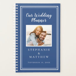 Agenda Foto Personalizada Simples Casamento Chic Azul e B