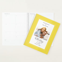 Agenda Fotos Personalizadas Casamento Amarelo Branco Eleg