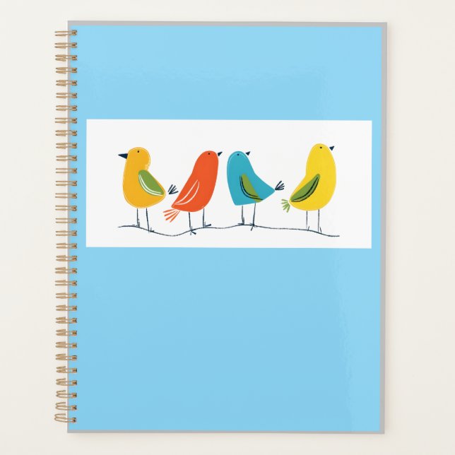 Agenda Four Birds Perched on a Twig Notebook (Frente)