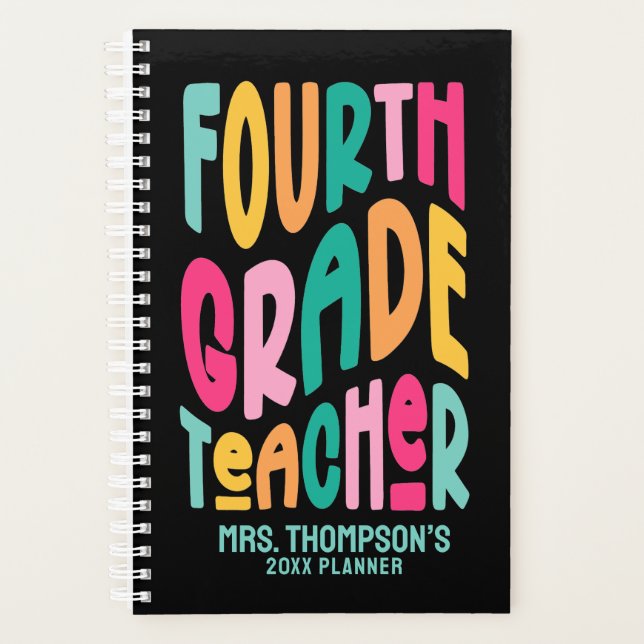 Agenda Fourth Grade Teacher Colorful Text (Frente)