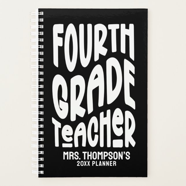 Agenda Fourth Grade Teacher Minimalist Typography  (Frente)