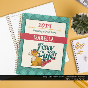 Agenda Foxy Cute!–com Flores Nome Personalizado