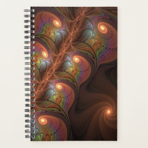Agenda Fractal Castanho Abstrato moderno e fluorescente c