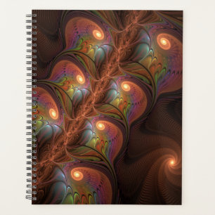 Agenda Fractal Castanho Abstrato moderno e fluorescente c