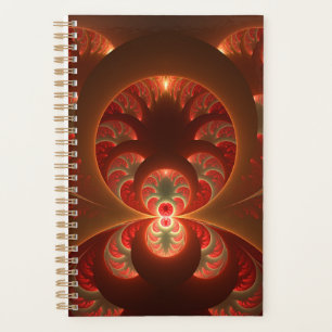 Agenda Fractal Vermelho Laranja Moderno Abstrato Luminoso