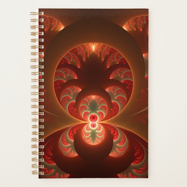 Agenda Fractal Vermelho Laranja Moderno Abstrato Luminoso (Frente)
