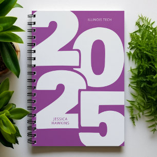 Agenda Framboesa Roxo Sobreposta Ano Espiral Semanalmente
