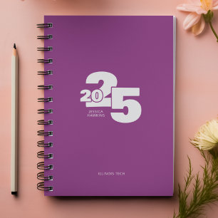 Agenda Framboesa Roxo Sobreposta Ano Espiral Semanalmente