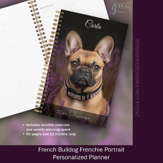 Agenda Francês Bulldog Frenchie Portrait Personalizado