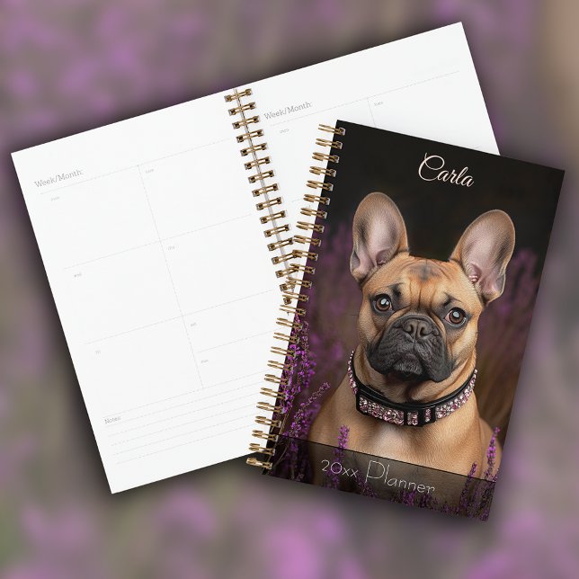 Agenda Francês Bulldog Frenchie Portrait Personalizado (French Bulldog Frenchie Portrait Personalized Planner)