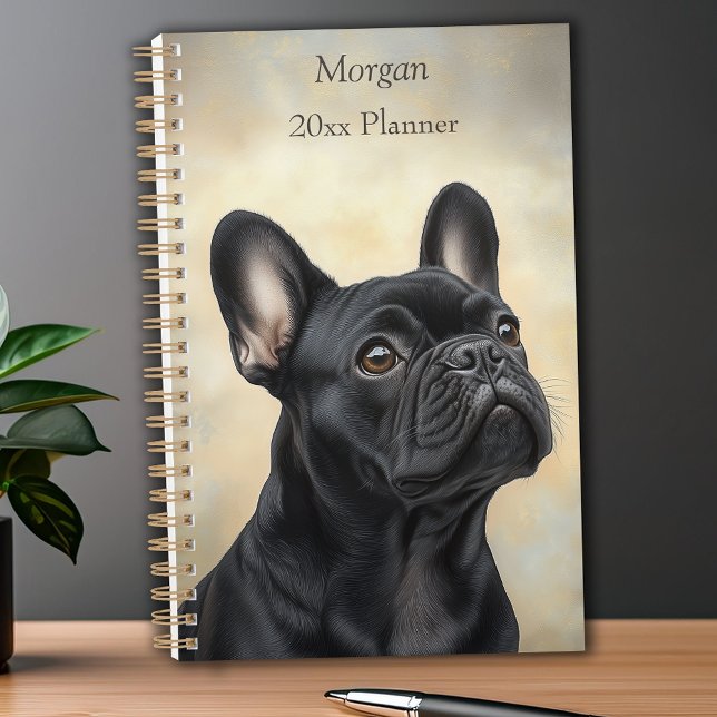 Agenda Francês Bulldog Negro Francês Retrato Pessoal (French Bulldog Black Frenchie Portrait Personal Planner)