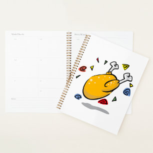 Agenda Frango Assado de Desenho Animado Engraçado Caindo