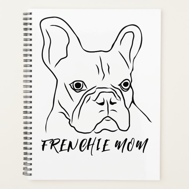 Agenda Frenchie Mãe Cara De Francês Desenhada À Mão (Frente)