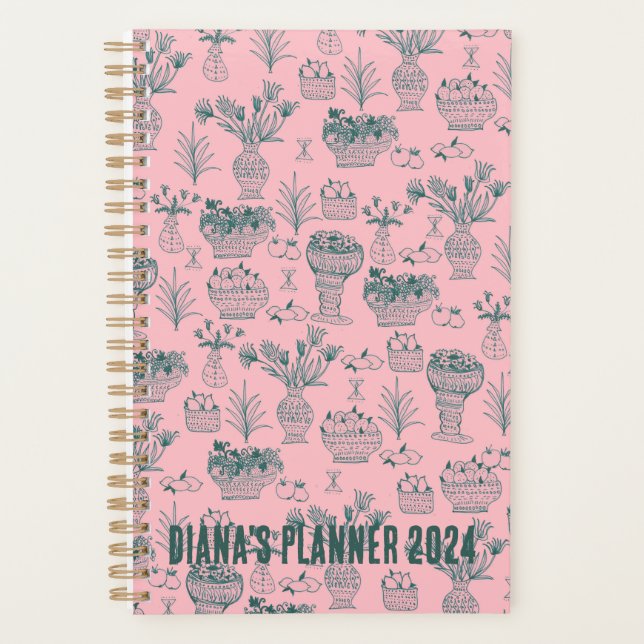 Agenda Fruta & Flowers Patternos Blooms Floral Rosa PERSO (Frente)