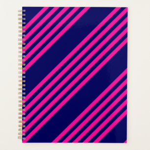 Agenda Fuchsia e padrão de cinco faixas azul marinho
