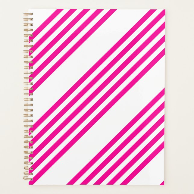 Agenda Fuchsia e padrão de cinco faixas brancas (Frente)