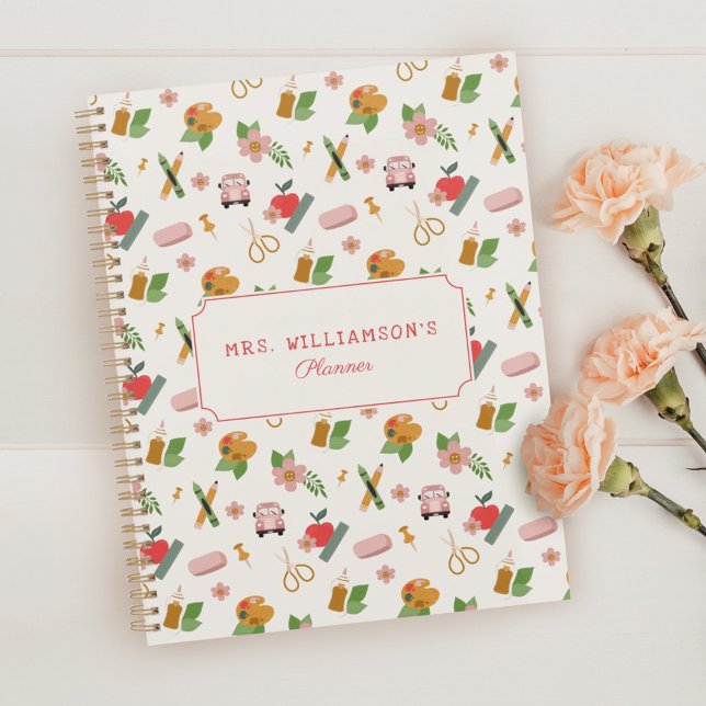 Agenda Fun Personalized School Teacher Pattern (Criador carregado)