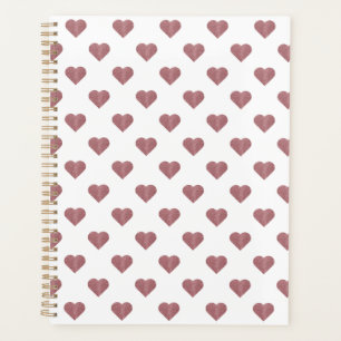 Agenda Fundo Branco dos Corações Dourados com Rosa de bri