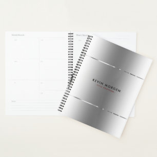 Agenda Fundo de Aço Inoxidável Metálico Brilhante