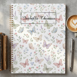 Agenda Fundo de capa de caderno floral borboleta pastel