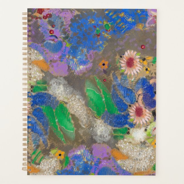 Agenda Fundo de flores abstratas de Odilon Redon. (Frente)