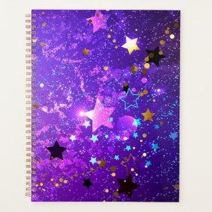 Agenda Fundo de folhas roxas com estrelas