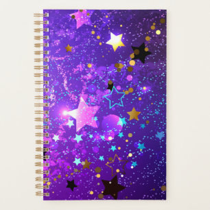 Agenda Fundo de folhas roxas com estrelas