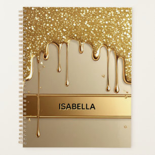 Agenda Fundo Dourado Gotejante Com Bordas Brilhantes