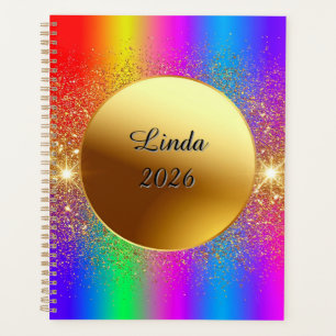 Agenda Fundo Gradiente Colorido com Círculo Dourado