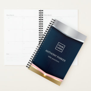 Agenda Fundo Metálico com Faixa Rosa