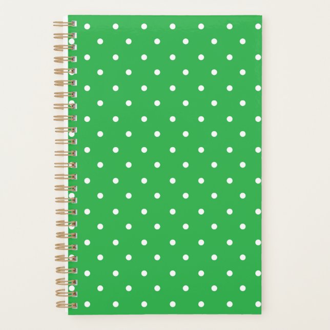 Agenda Fundo verde contínuo com padrão de bolinhas (Frente)
