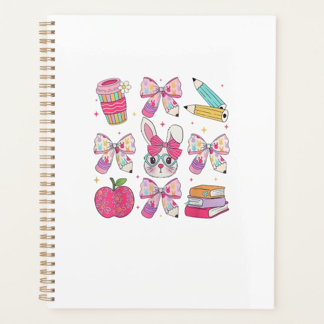 Agenda Funny Bunny Coquette Bow Rabbit Teacher Easter Ret (Frente)