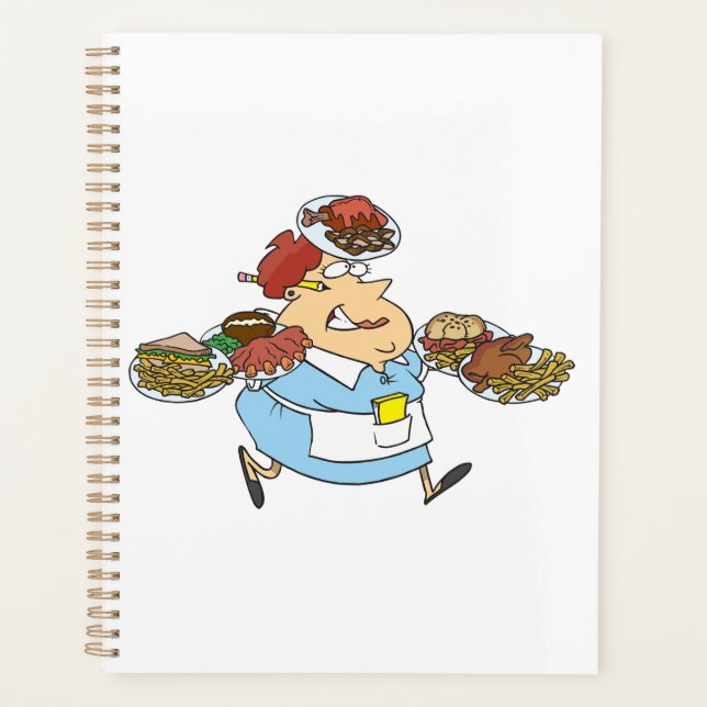 Agenda Funny Busy Waitress Overworked Server (Frente)