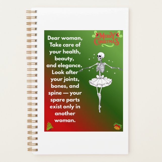 Agenda Funny Christmas Skeleton Wishes for woman Holiday  (Frente)